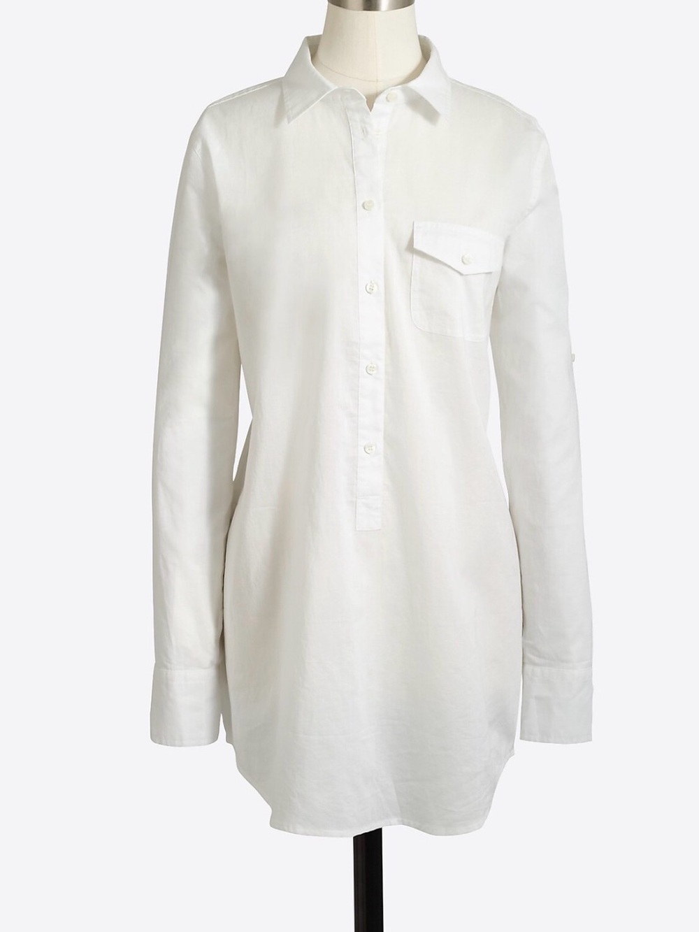 JCrew White Chambray Long Sleeve Tunic Button-Up Shirt, Medium, NWT